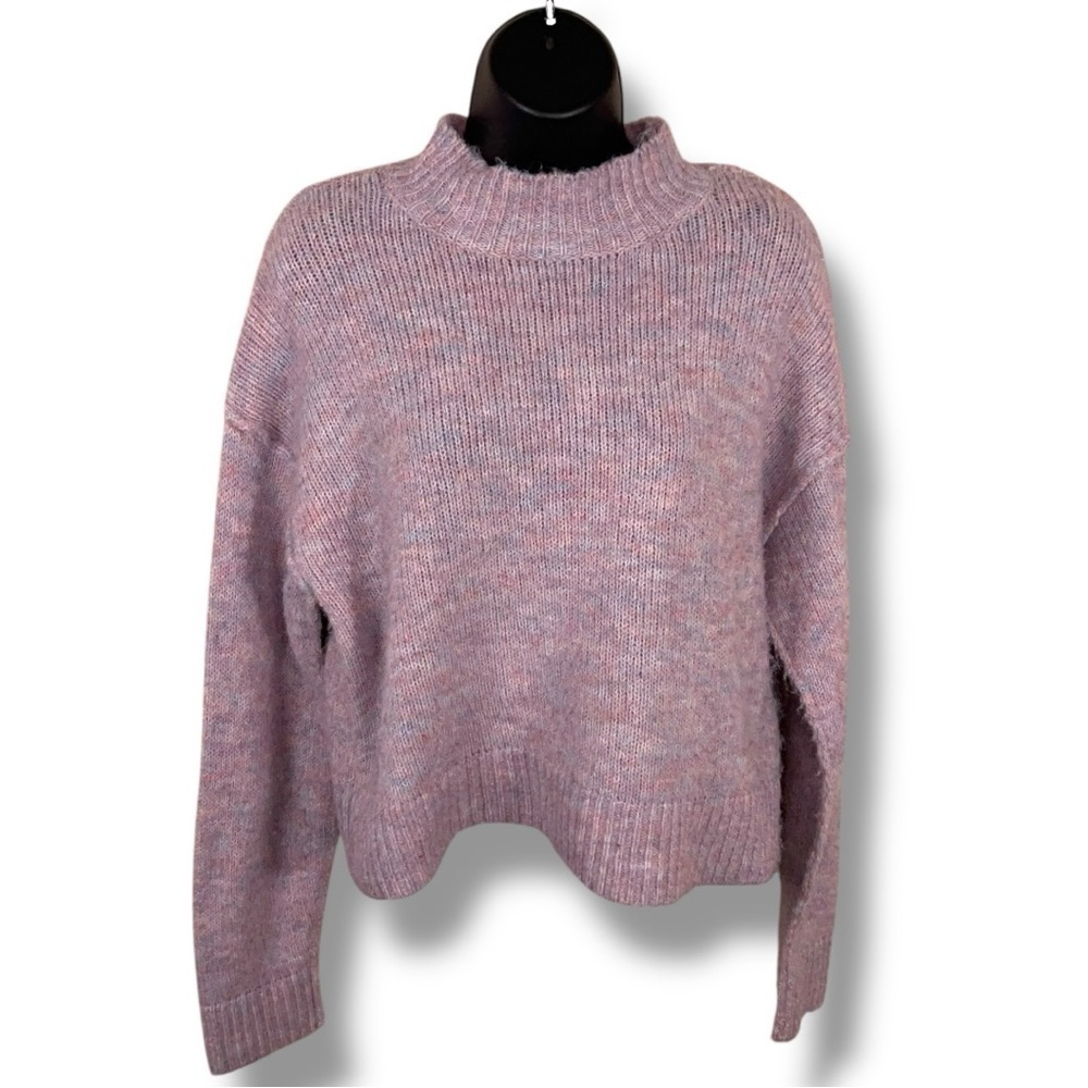 Large Jessica Simpson Pink Fuzzy Knit Cropped Sweater Long Sleeve Comfortable